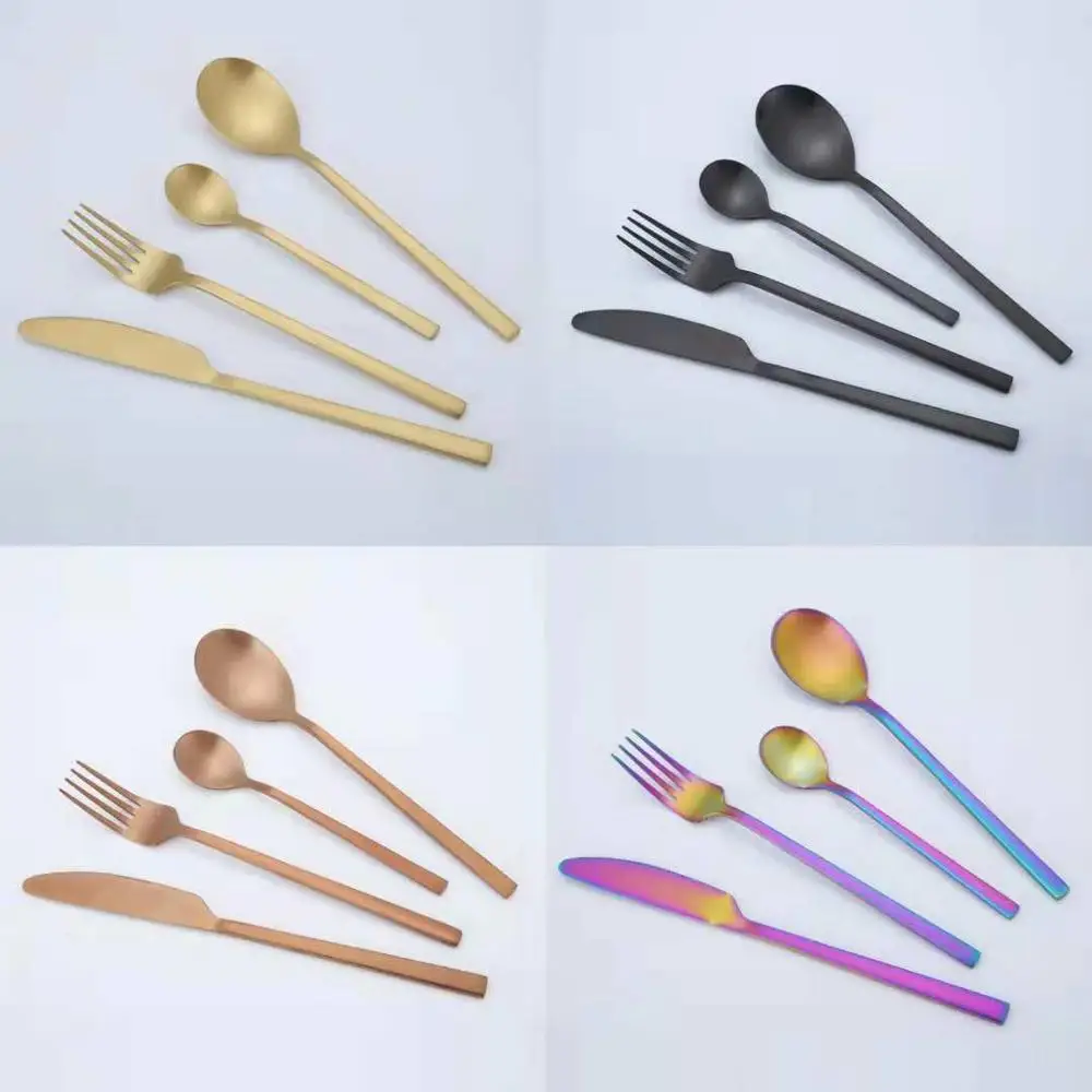 Champagne China Bulk Hot Sale Plated Stainless Steel Wedding Cutlery Flatware Gold Restaurant