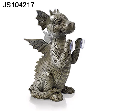 Resin dragon figurine with suction cup, for Home decoration