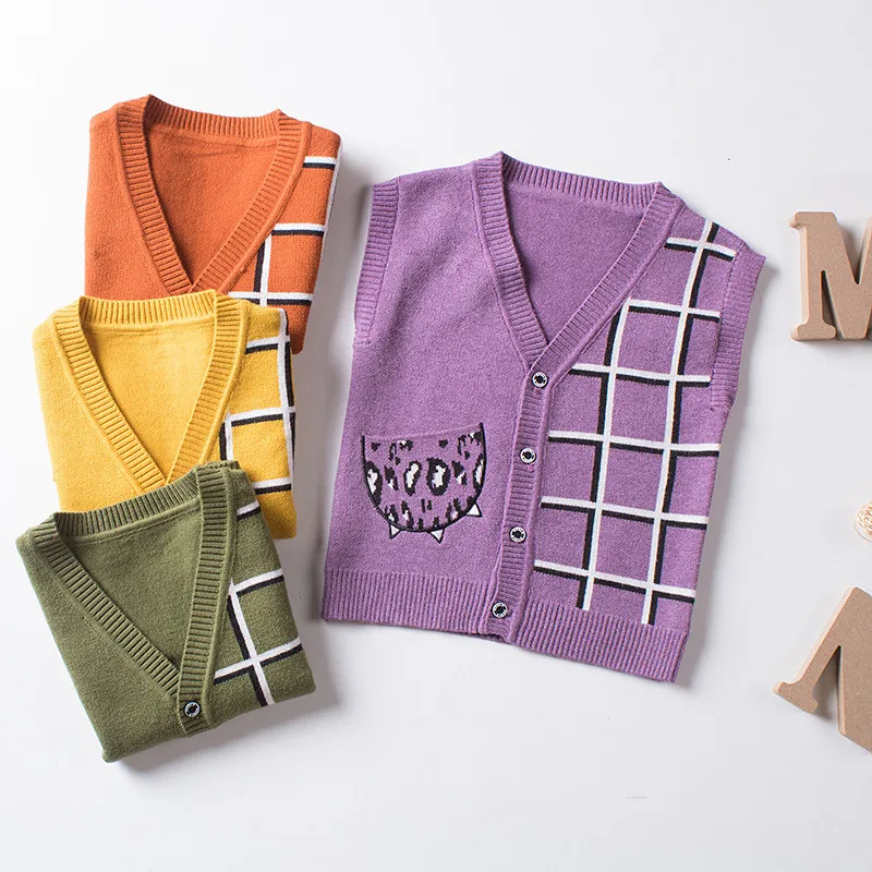 
2019 autumn winter knit vest sweater girls soft warm plain sleeveless sweater vest 