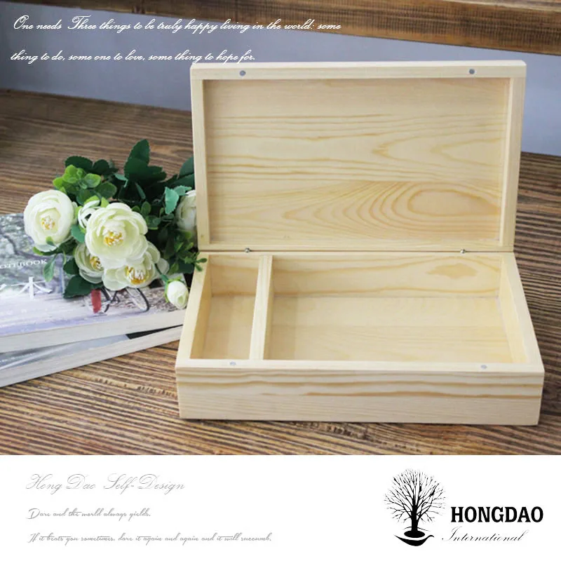 HONGDAO Natural Sliding Lid unfinished Wooden Wedding Photo Album USB Box With Engraving Logo