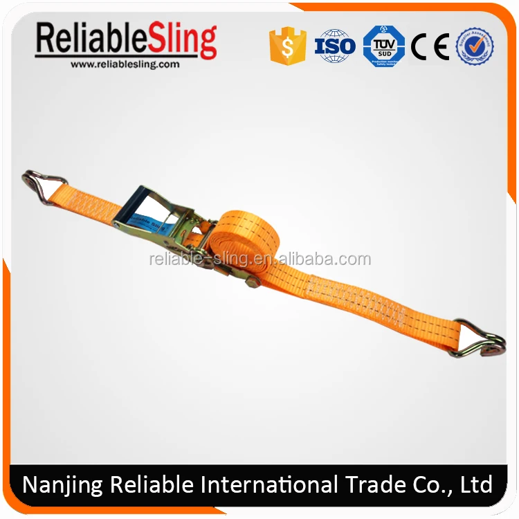 Orange Polyester J Hook Strap Ratchet Lashing for Binding Loads