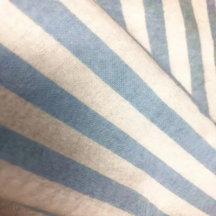 Wholesale 100% cotton blue white stripes flannel printed fabric