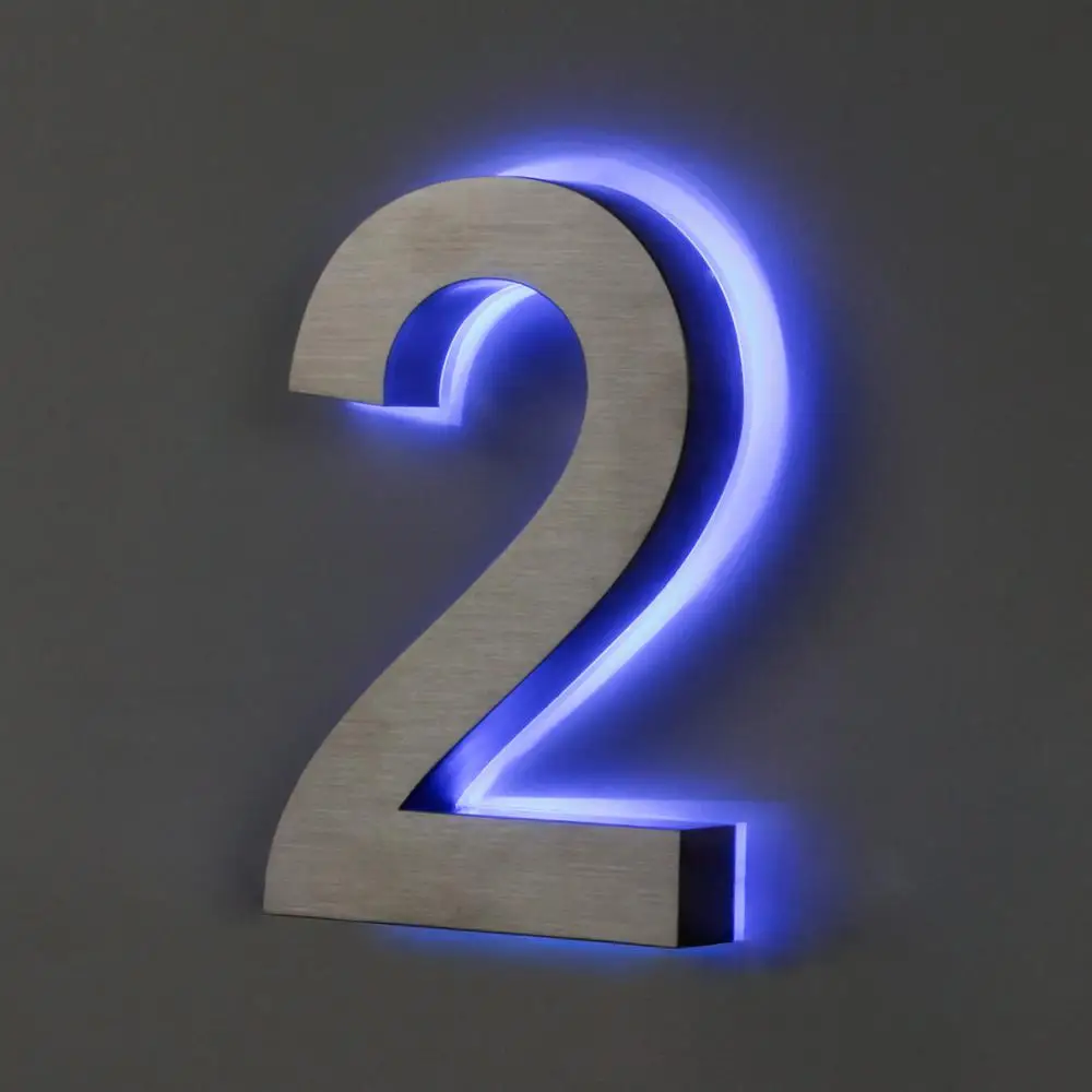 
LED Digital House Number Personalized Large Black and Blue Modern Address Number Sign 