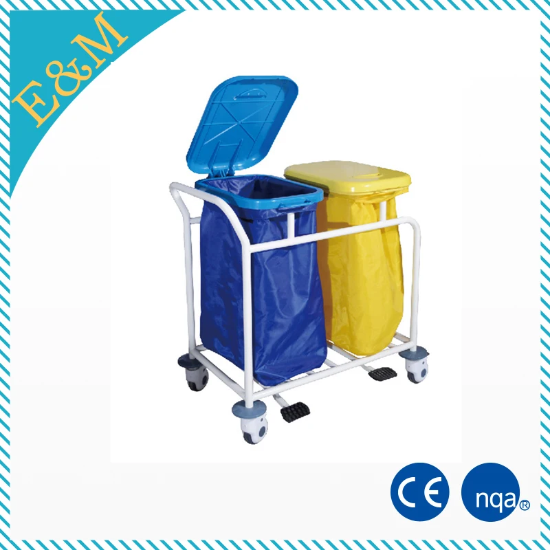 medical supplies wholesale Double bin hospital laundry carts commercial solid linen waste trolleys price