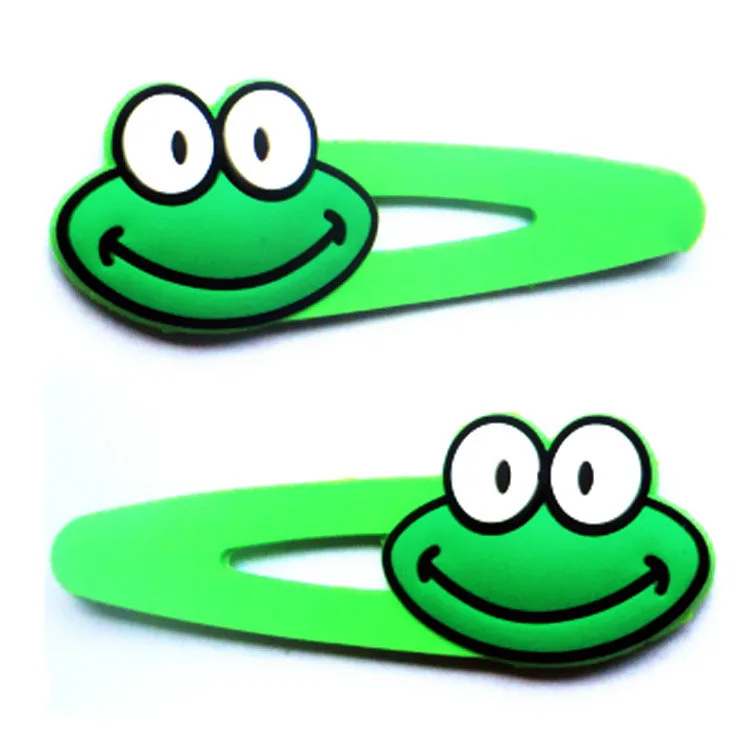 Rubber pvc decorative hair clips with frog shape