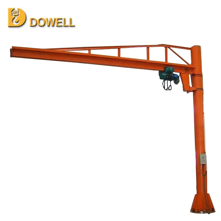 Pillar mounted jib crane used in workshop