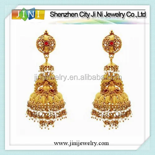 indian style gold jhumka earrings design for women