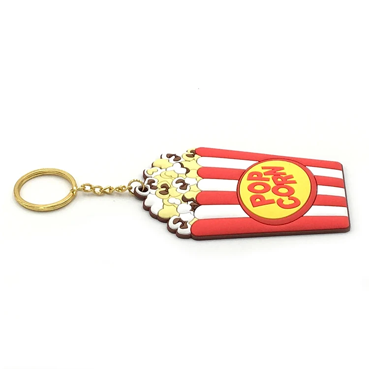 Customized popcorn pvc personalized one piece keychain