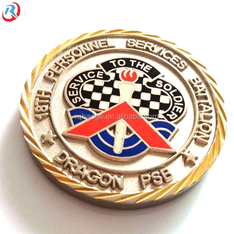 Custom Logo Military Souvenir Army Commemorative Sports Metal Soft Enamel Challenge Coin