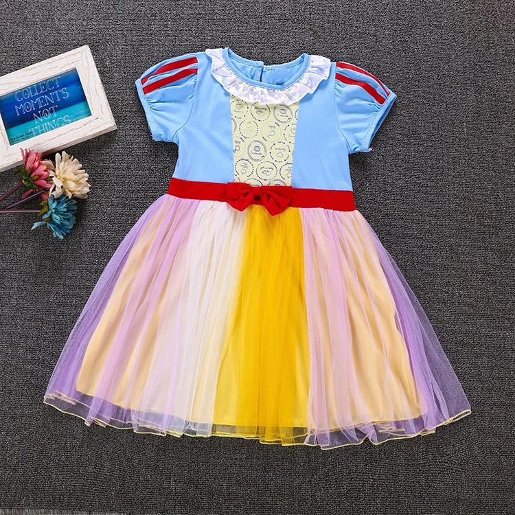 
Baby Girls Cotton Dress Snow White Printed Princess Dresses Short Sleeves Summer Kids Clothing Free Shipping 