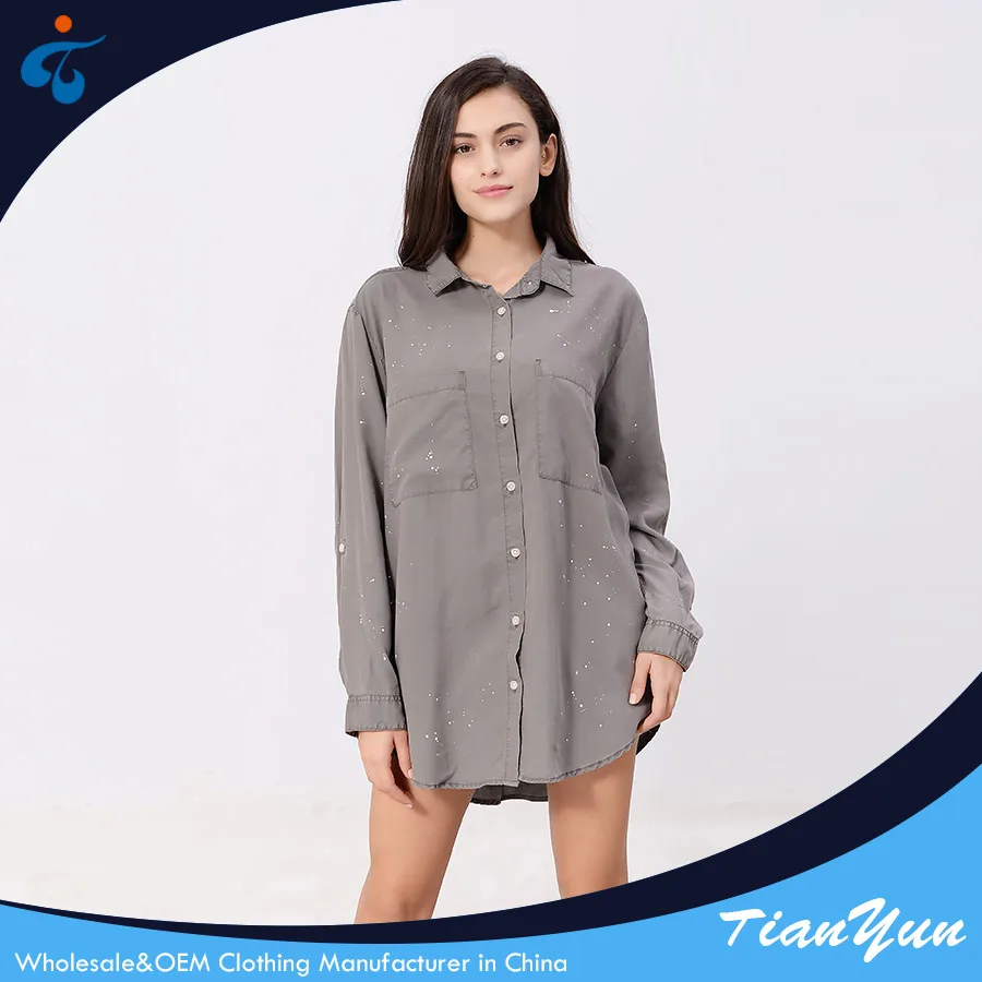 Wholesale top quality professional garment dyed lyocell blouse latest designs