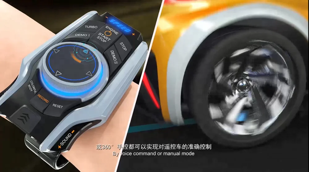 DWI Dowellin smart recording watch voice control rc cars professional with LED color changing system