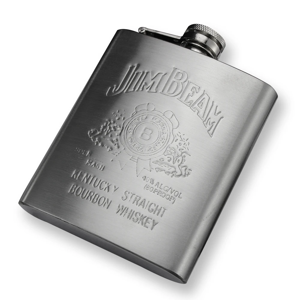 hip flask customized logo printing portable stainless steel 7oz hip flask for men flachmann