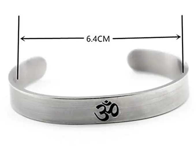 
Cuff Bangle Bracelet Stainless Steel Indian Sanskrit OM Sign Cuff Bangle Bracelet for Men 