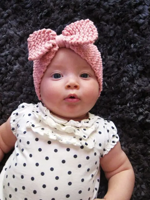 Knitted Baby Big Bow Headband Crochet Knit Headwrap