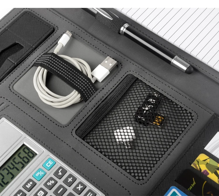 Business Professional Portfolio Multi-function PU Leather Canvas File Folder with Magnetic Closure