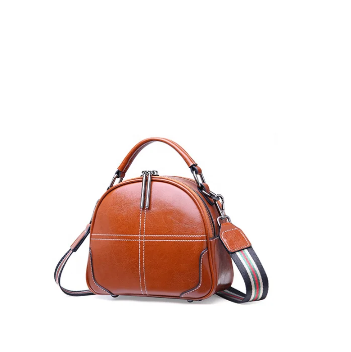 JUNYUAN Vintage Genuine Leather Handbag For Women Shoulder Cirecle Bag