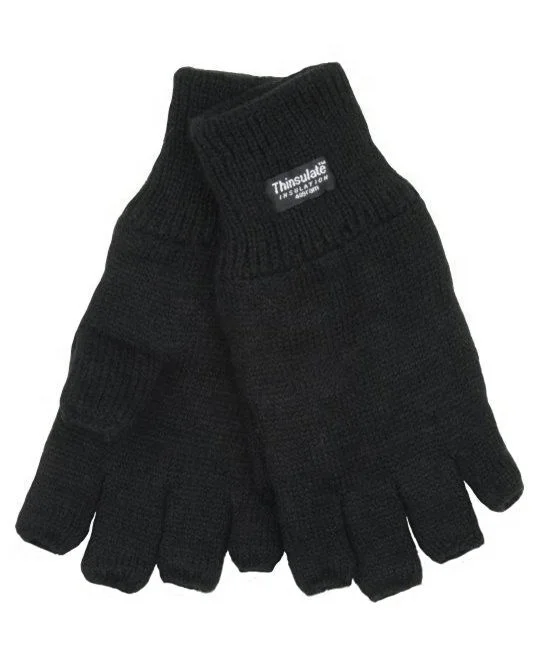 Thermal Fingerless Men Gloves Custom Men Semi Fingerless Knit Glove