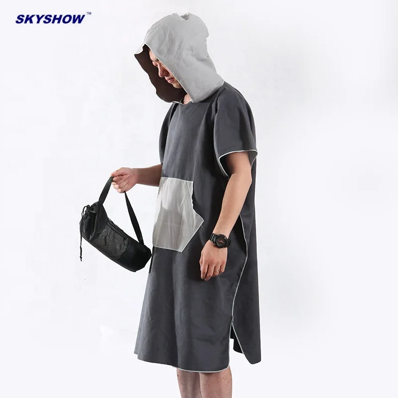 Changing soft microfiber surf hooded poncho beach towel for adults