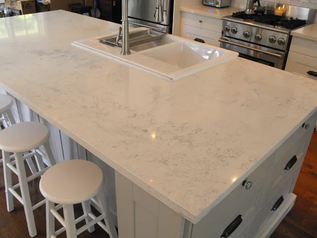 BOTON STONE Modern Quartz Kitchen Countertops Carrara Quartz Stone Countertops, Artificial