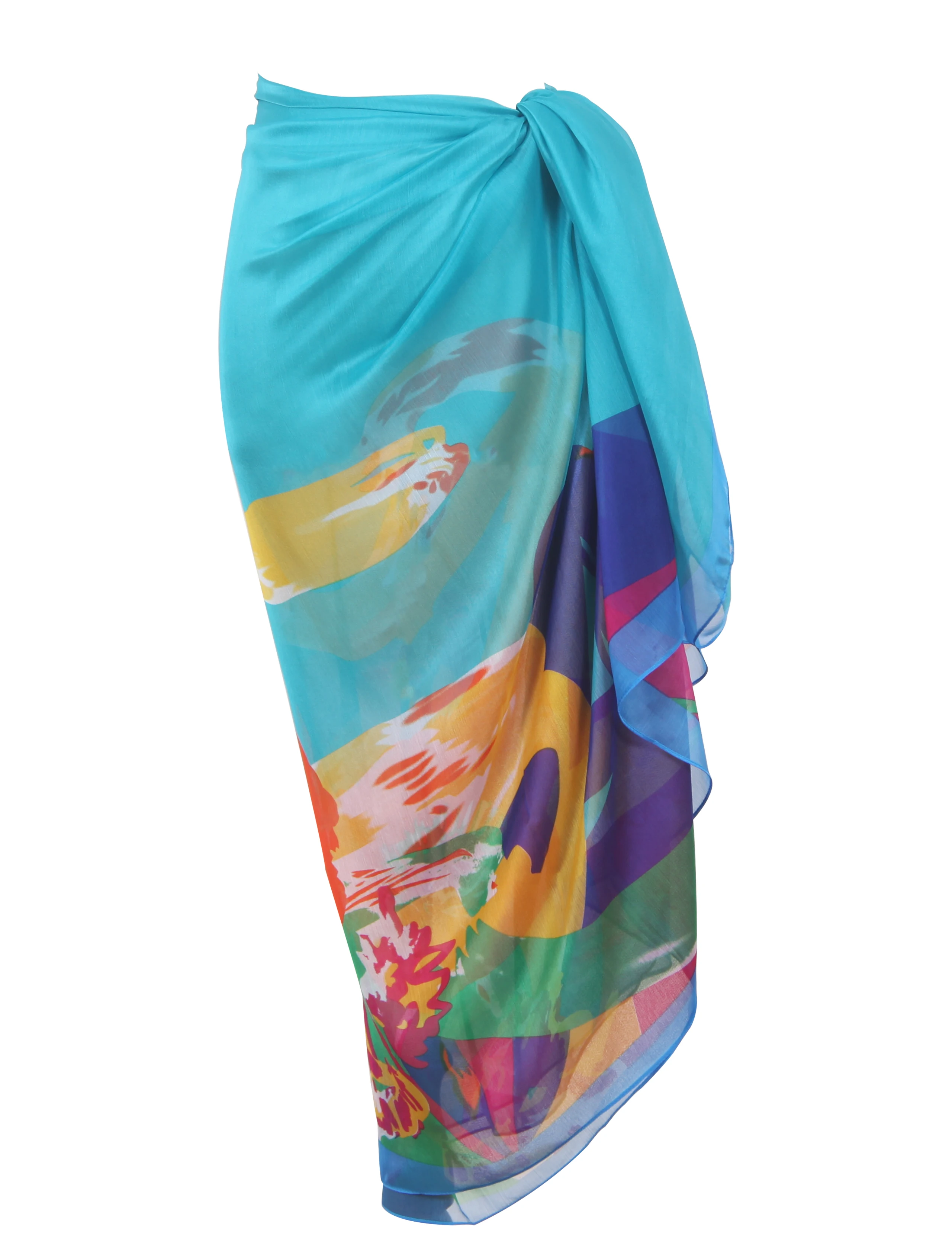 
Top Sale Summer Colorful Changeable Wear Chiffon Silk Beach Sarong Pareo 