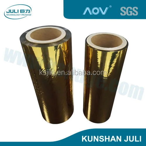 22mic / 18mic Gold metallized PET thermal lamination film for lamination paper