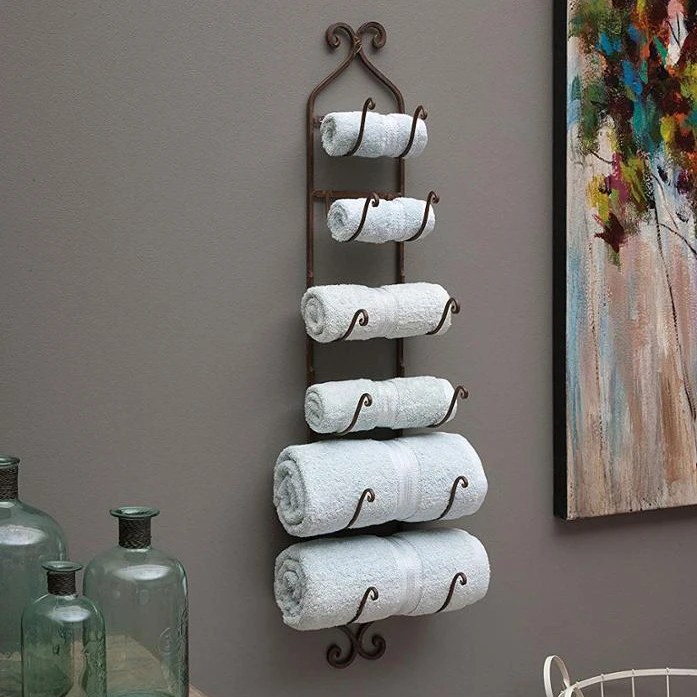 Home kitchen wine bottles hats storage and organizing bathroom wall mouinted metal towel rack