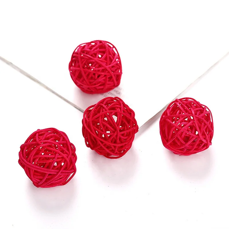 Kitten Puppy Pet Weave Rattan Bamboo Ball Toys Squeaking Interactive Scratch Catch Crazy Cat Toys Vary Colors  Random Color