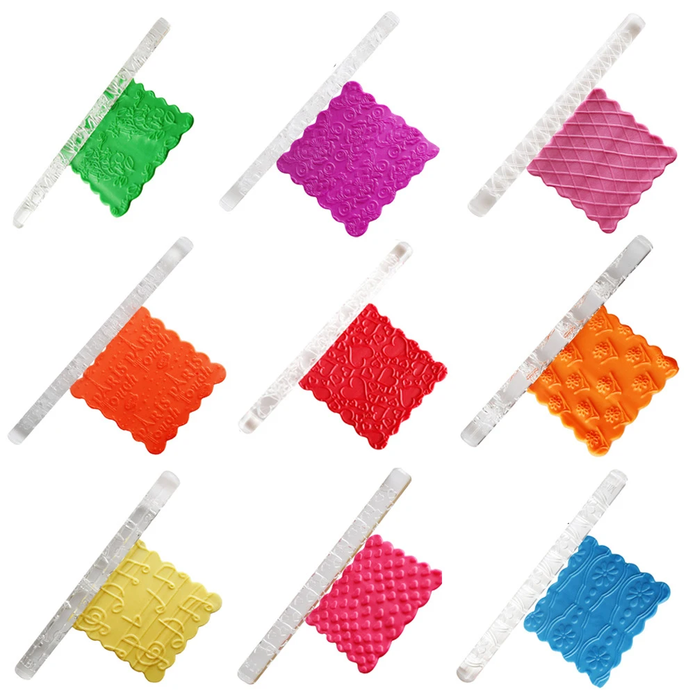 Yiwu Bobao factory supply Diagonal Shape Pattern non Sticky Acrylic Bar Squeeze Dough rolling rod stick