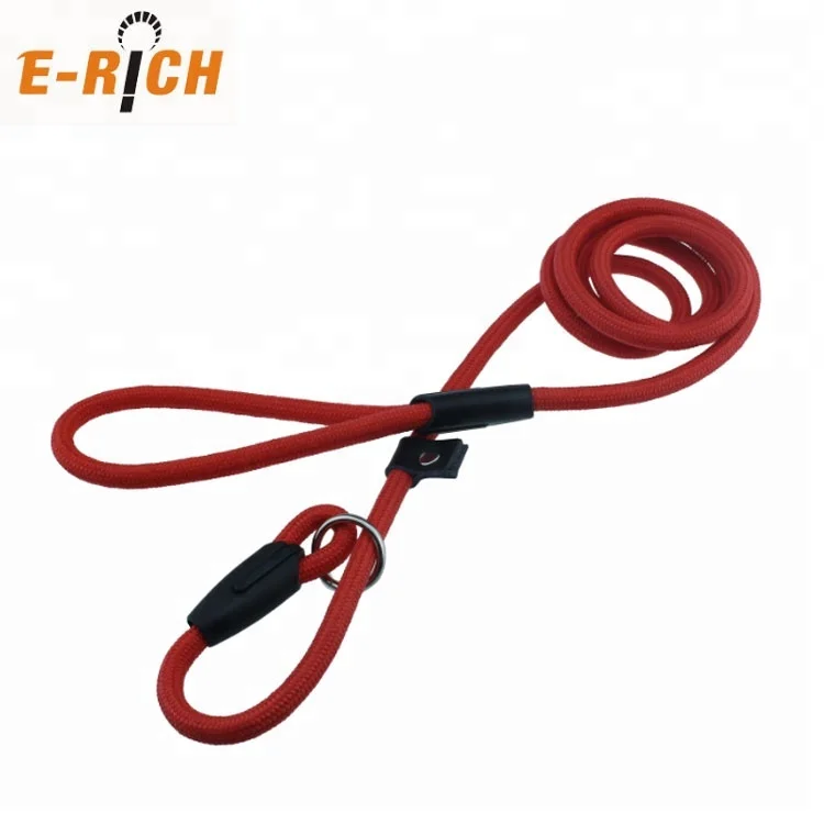 Factory Price Rope Dog Leash and Collar with Leather Stopper
