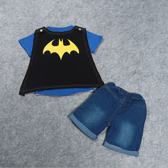 children t-shirt with cape and short jeans 2 pcs suit