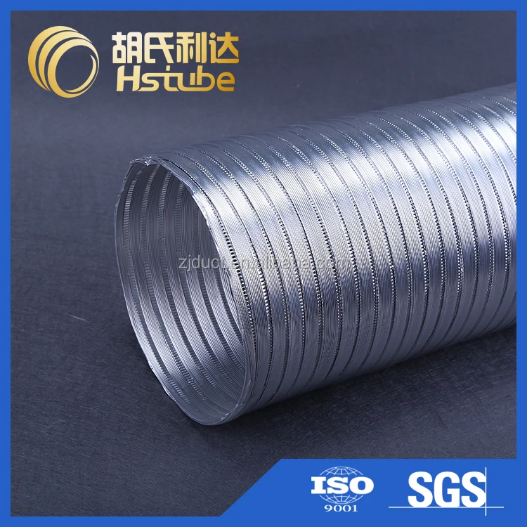 Semi-rigid aluminum flexible hose for ventilation and HVAC system
