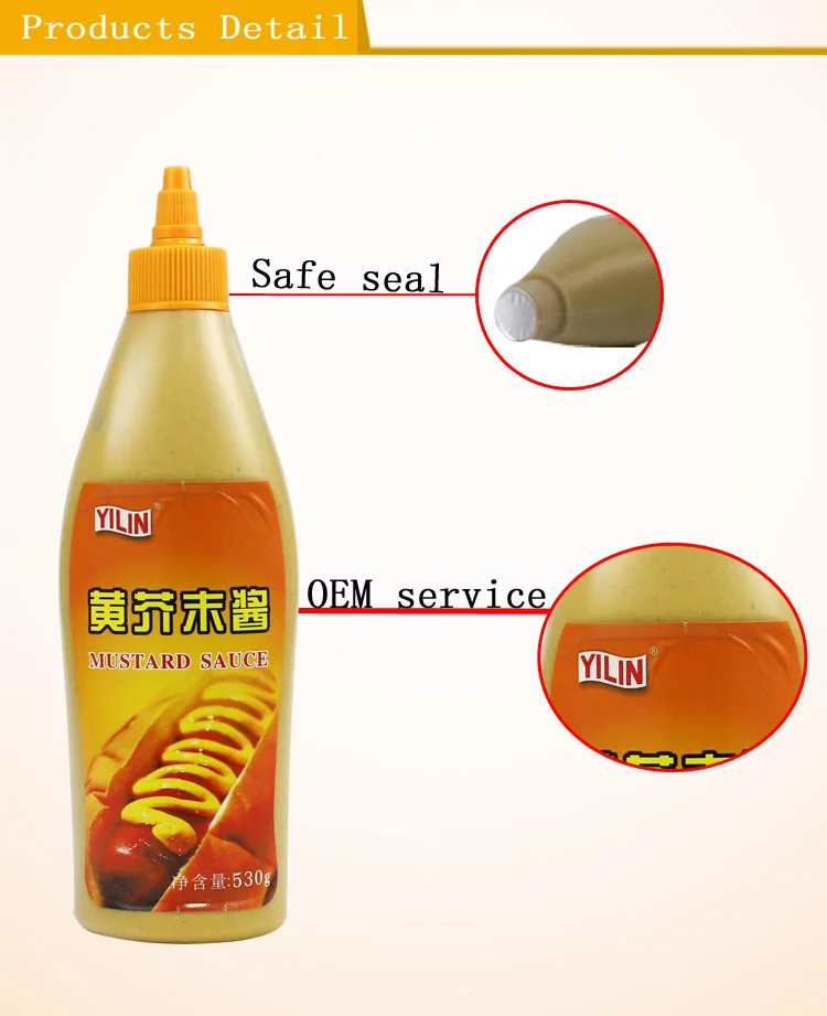 Hot Sale 510ml Yilin High Quality Yellow Mustard Sauce from BRC Certificated Factory