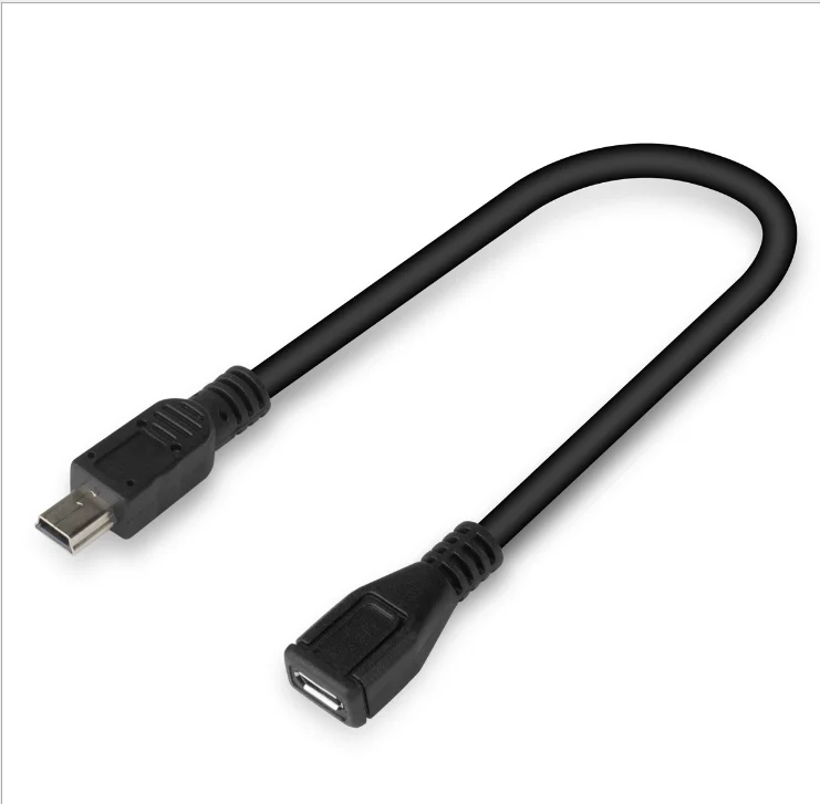 Wholesale usb2.0 mini to micro male to female cable black usb cable  V3/V8/Mini BF data cable