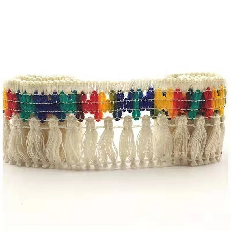 Лидер продаж 2019, дизайнерское этническое кружево с бахромой и вышивкой, хлопковое кружево с бахромой для украшения одежды и сумок