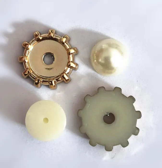gear lace shape plastic rivets with pearl for decoration PR04