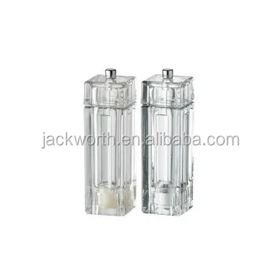 Acrylic Plastic Salt Shaker and Pepper Mill Set