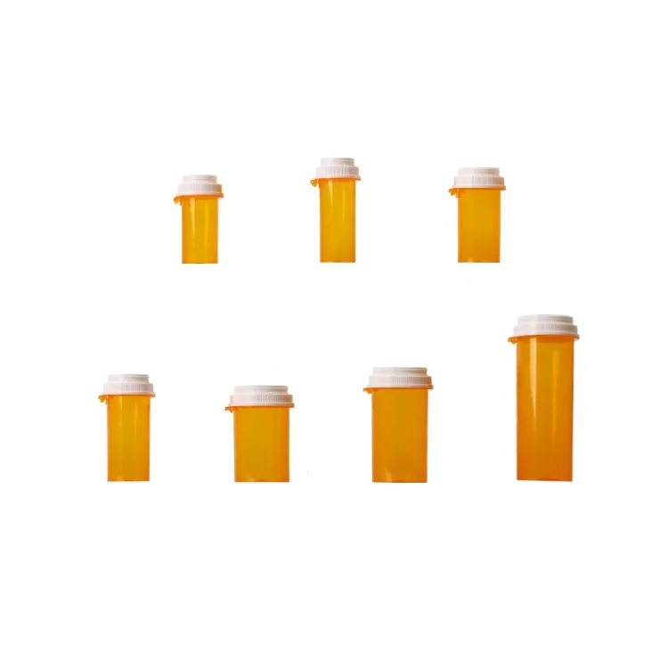 Small Airtight Plastic Medical Vials with Hold Tab Down & Turn Cap