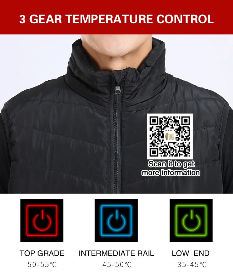 heated vest  Hunting Vest  Wholesale Winter Sleeveless Polyester Custom Usb Heated Vest for Mens