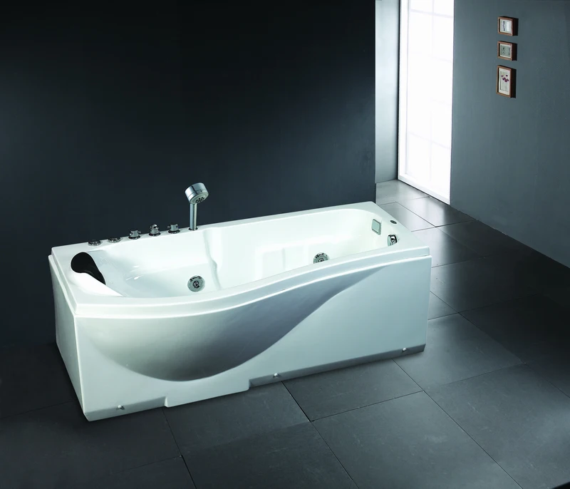 1700mm 1 person jetted acrylic bath tub indoor with led light