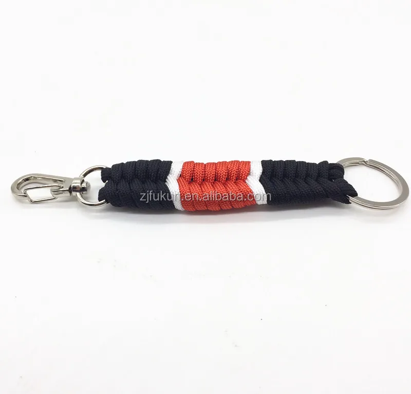 handmade survival black red white ribbon brazilian jiu-jitsu belt paracord keychain