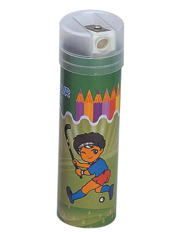 wooden color pencil in ruler tube box