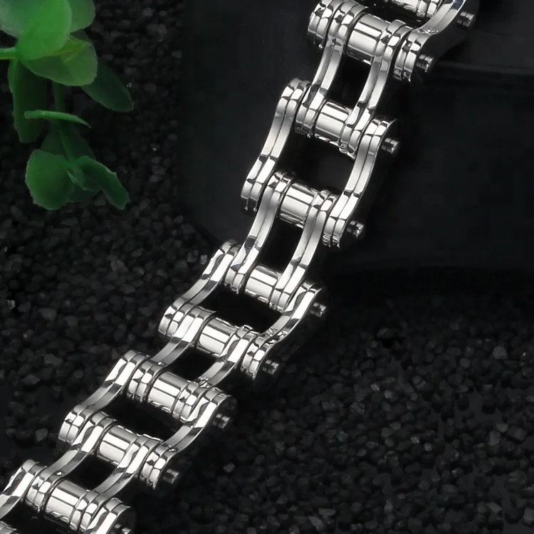Titanium 316l stainless steel Cool silver motorcycle bike chain bracelet for men