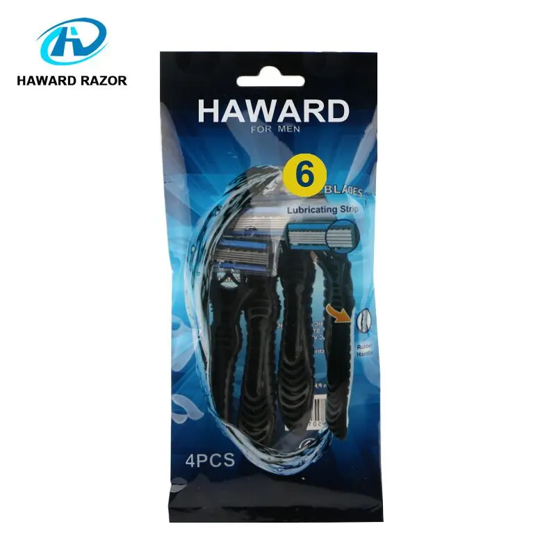 D623L fashion design 6 blade razor disposable shaving razor