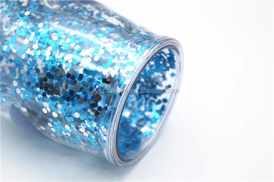 Plastic Confetti Wine Sippy Cups, 10 oz Glitter Stemless Wine Glass, double wall tumbler