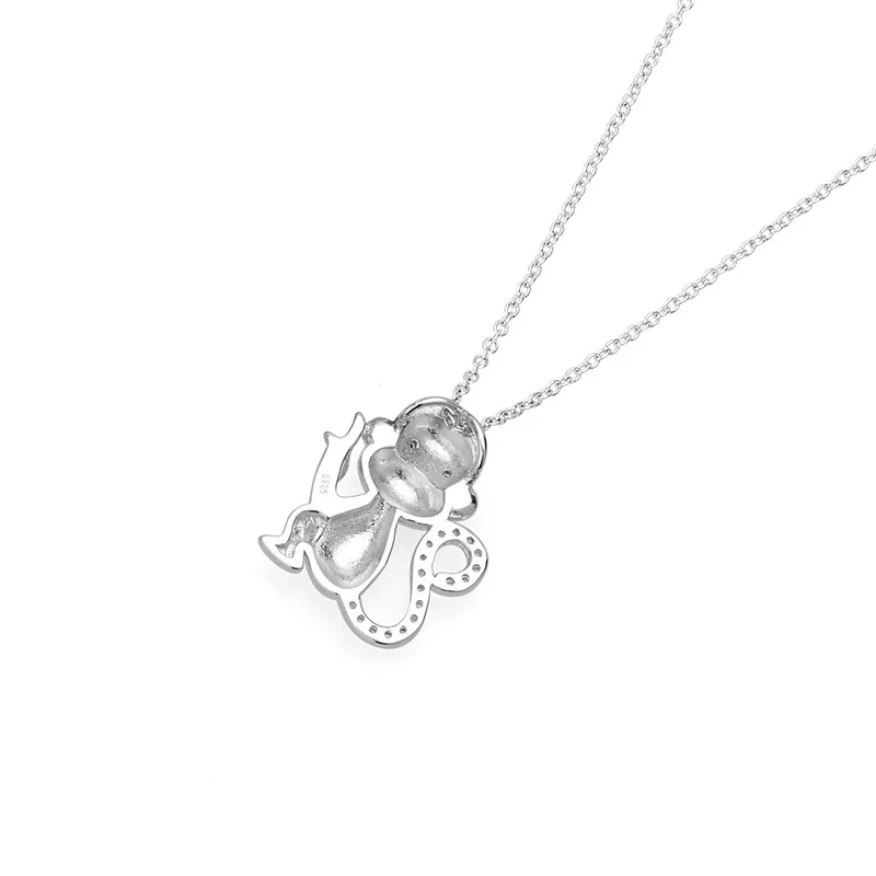 Daochong Custom Cute animal pendant monkey and banana real silver 925 necklace
