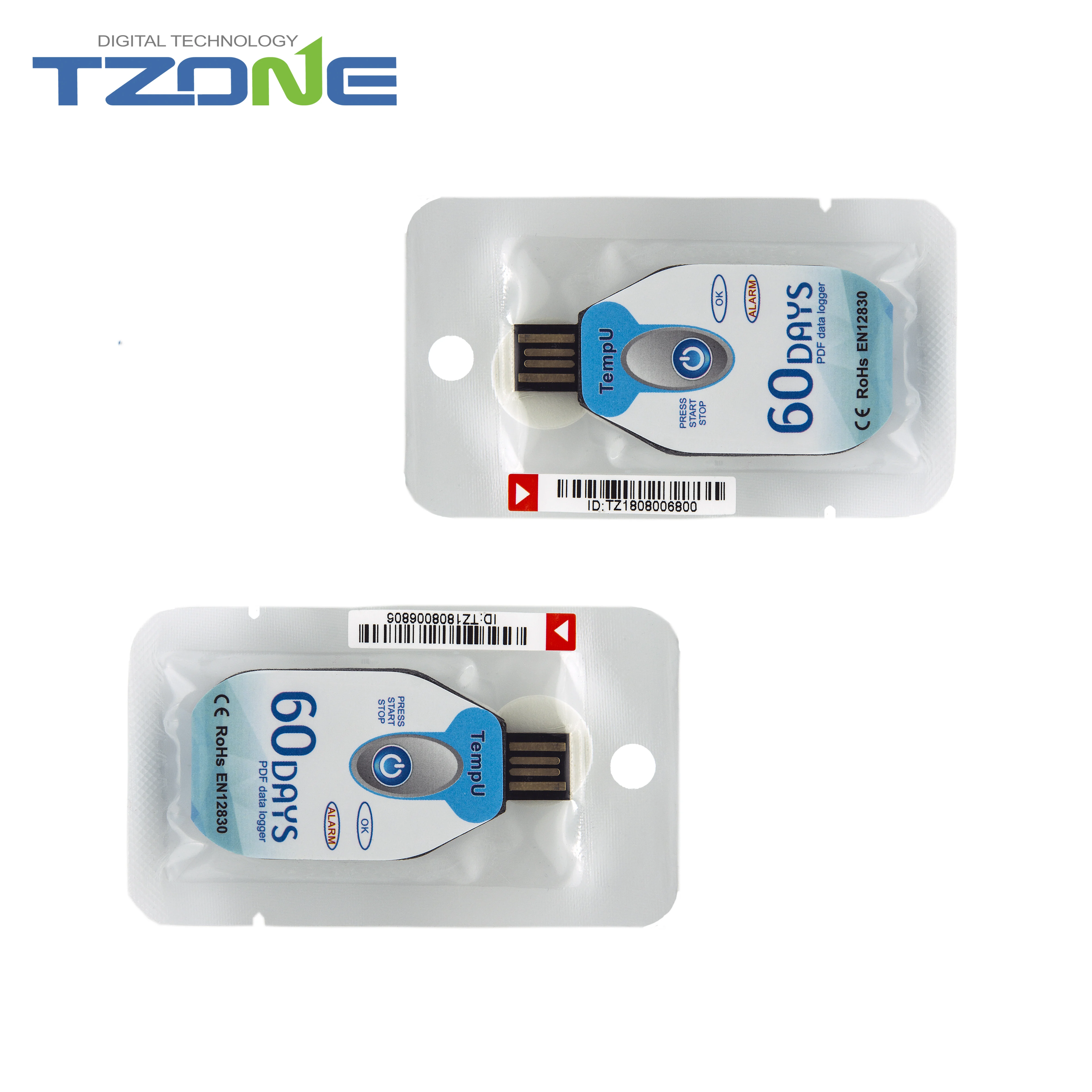 LED Alarm Single Use Cold Chain Temperature Data Logger TempU02