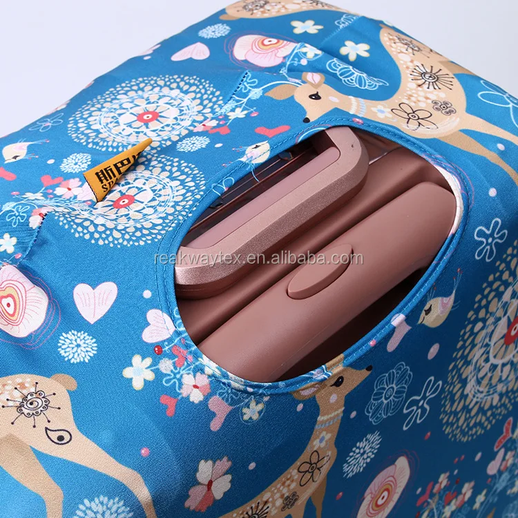 RW-LC-010 Fashion Custom Fallow Deer Pattern Waterproof High Elasticity Stretchable Spandex Suitcase Luggage Cover