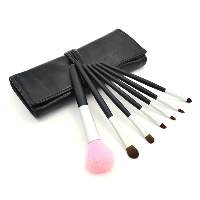 
private label high quality animal horse natural hair 7pcs makeup brush set with bag 