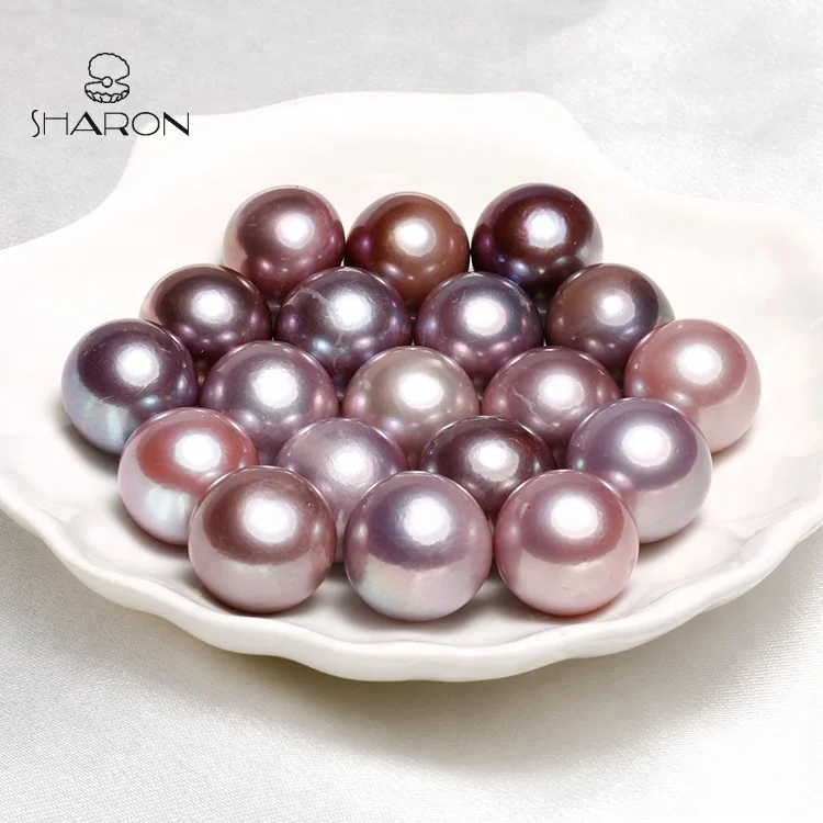 
For Real Pearl Necklace Making Sharon 15-16mm Huge Round Purple Natural Cultured Freshwater Loose Pearl Edison Pearls 